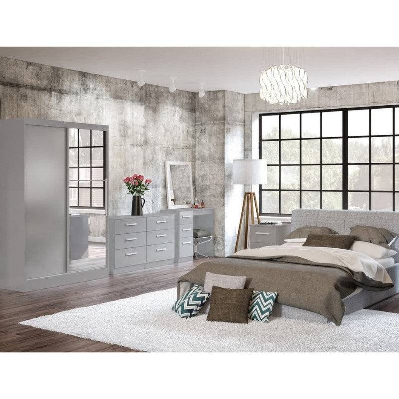Lynx 2 Door Sliding Mirrored Wardrobe in Grey - UK Online Furniture