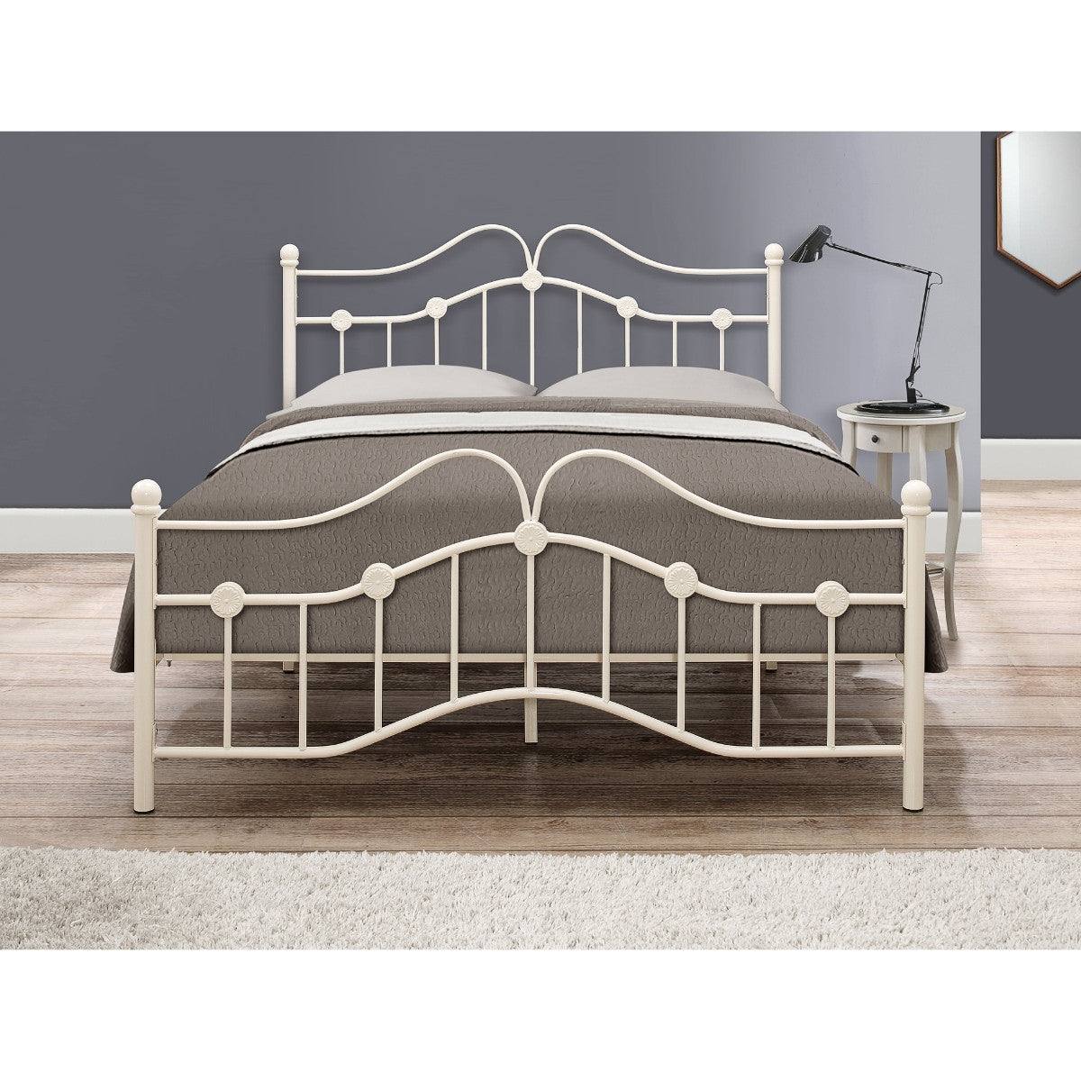 Canterbury Cream Metal Bed - Single, Queen, Double - UK Online Furniture