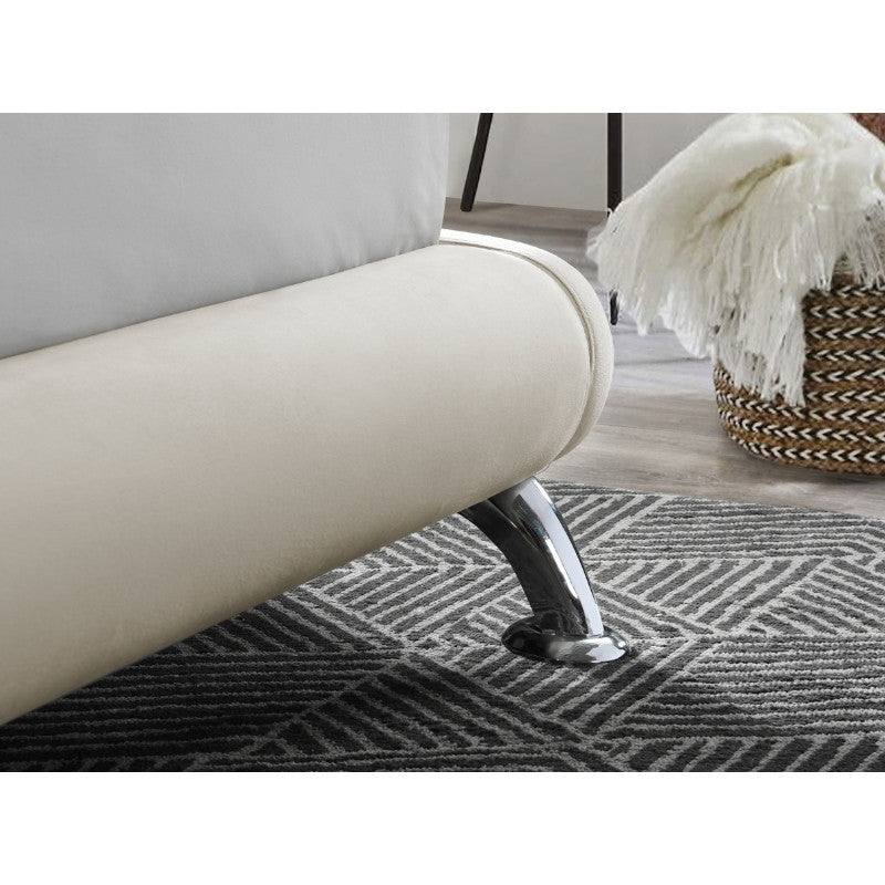 Hemlock Cream Velvet Fabric Bed - Queen, Double, King - UK Online Furniture