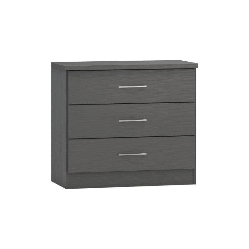 Nevada 3 Drawer Chest (Nightstand / Bedside) - UK Online Furniture