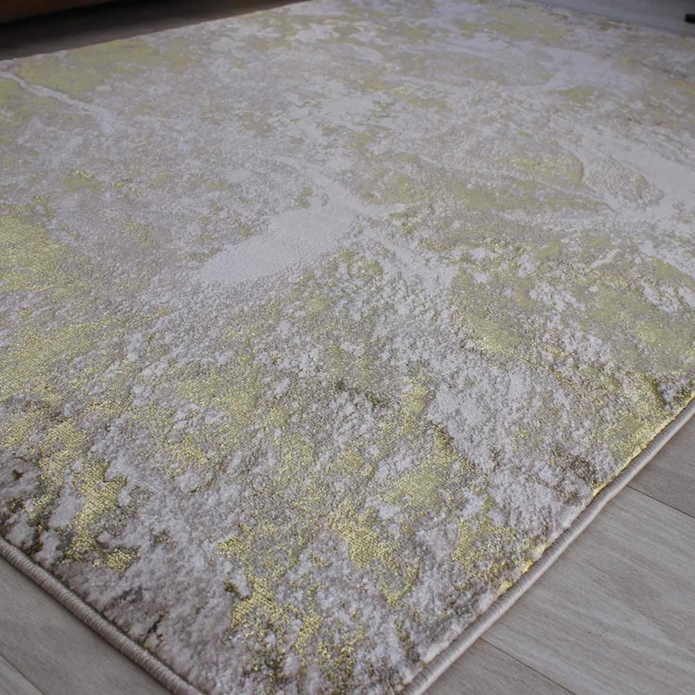 Aurora Galaxy Metallic Gold Rug - Abstract & Geometric - UK Online Furniture