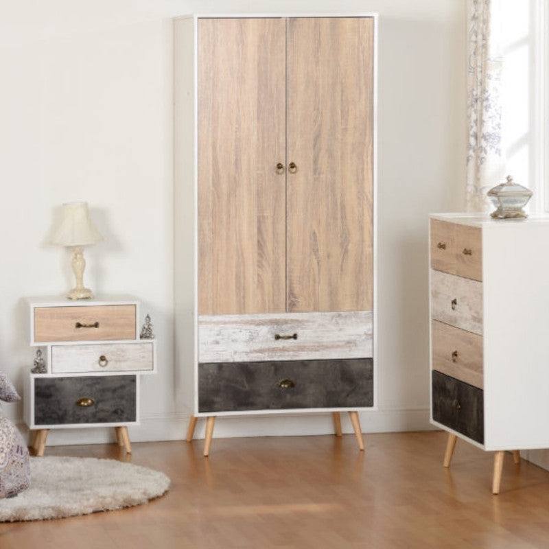 Nordic 2 Door 2 Drawer Wardrobe in Beige - UK Online Furniture