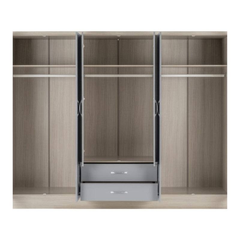 Nevada 6 Door 2 Drawer Mirrored Wardrobe - UK Online Furniture