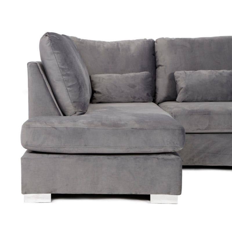 London U-Shape Sofa in Grey Velvet - UK Online Furniture