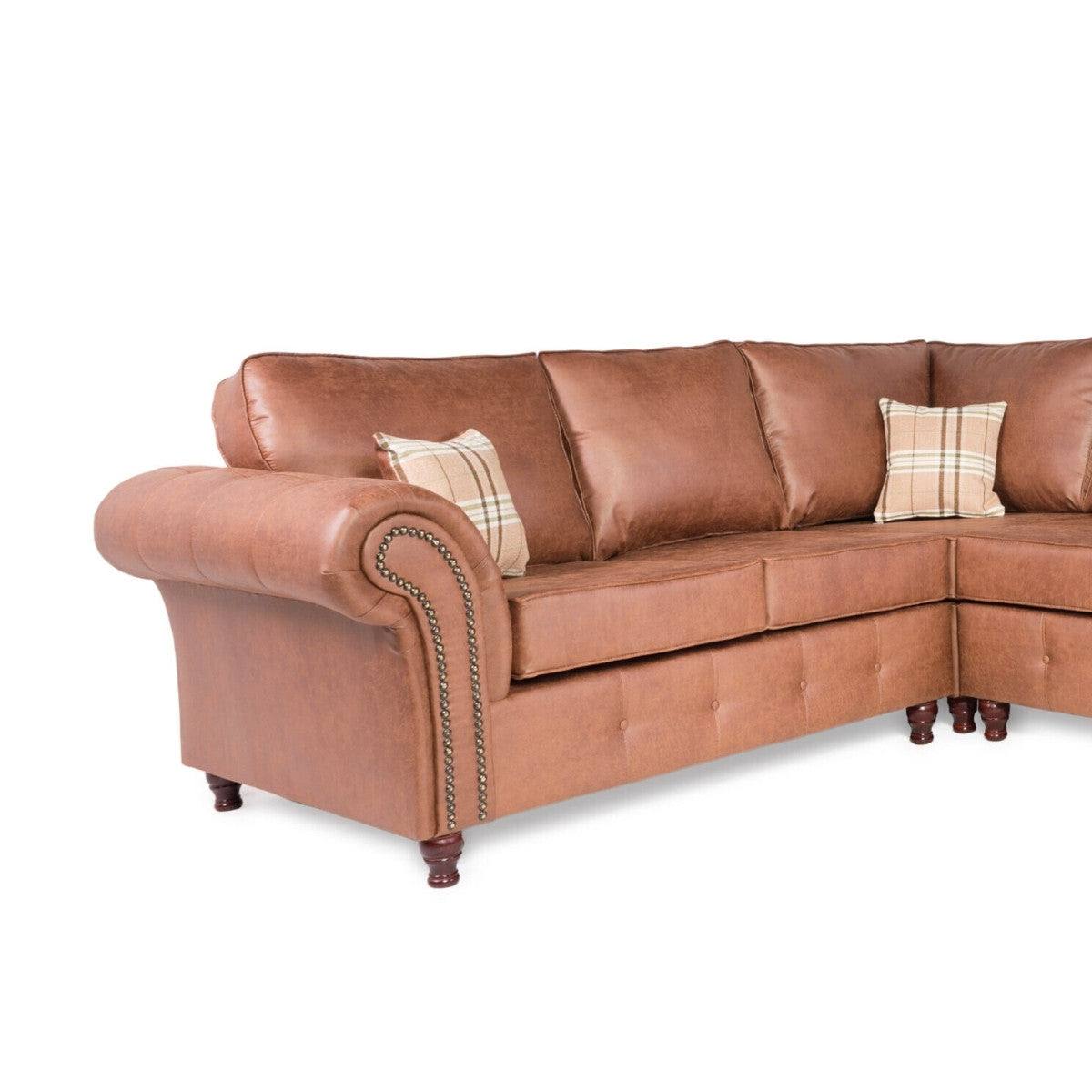 Oakland Leather Corner Sofa (Tan) - UK Online Furniture