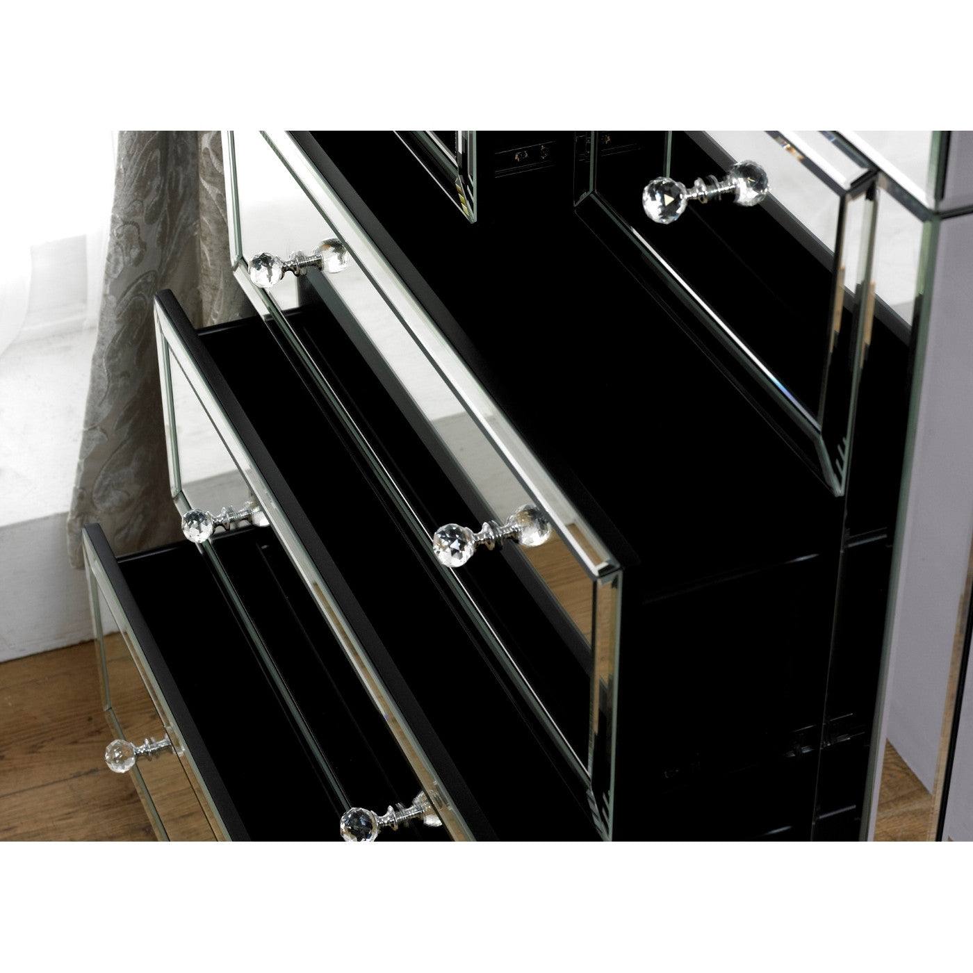 Valencia Mirrored Glass 3+2 Drawer Chest - UK Online Furniture