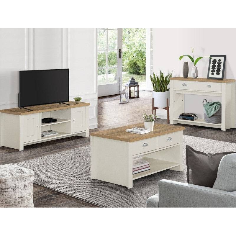 Highgate 2 Drawer Console Table - Navy, Cream, Grey - UK Online Furniture
