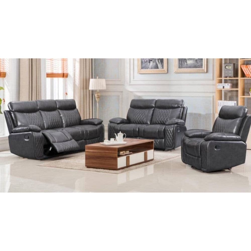 Atlanta Leather Recliner Corner Sofa, Grey or Brown - UK Online Furniture