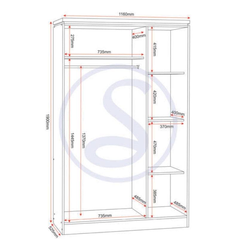 Charles 3 Door All Hanging Brown Mirrored Wardrobe - UK Online Furniture