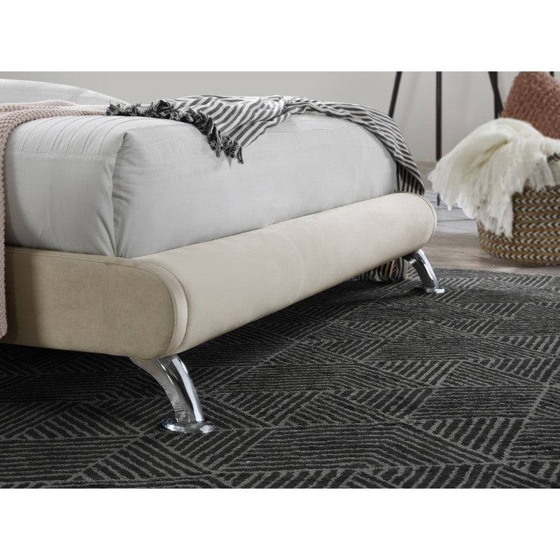 Hemlock Cream Velvet Fabric Bed - Queen, Double, King - UK Online Furniture