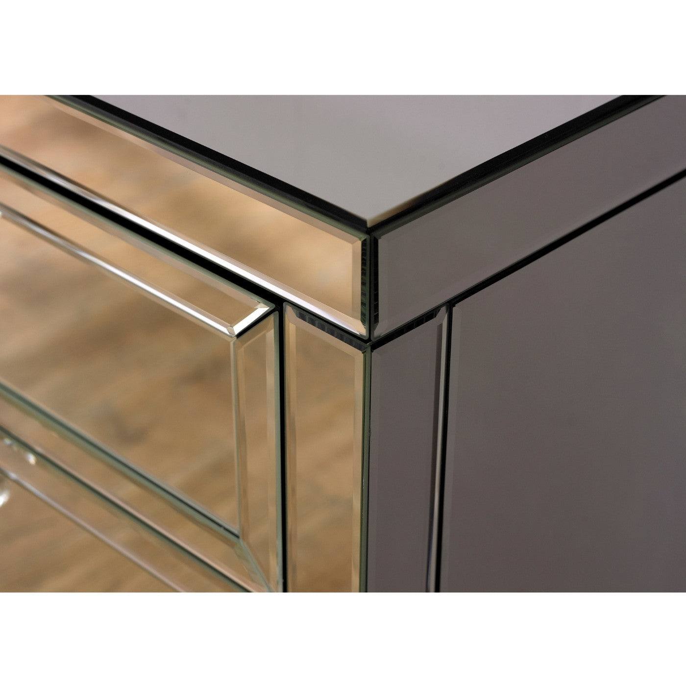 Valencia 3 Drawer Mirrored Glass Bedside - UK Online Furniture