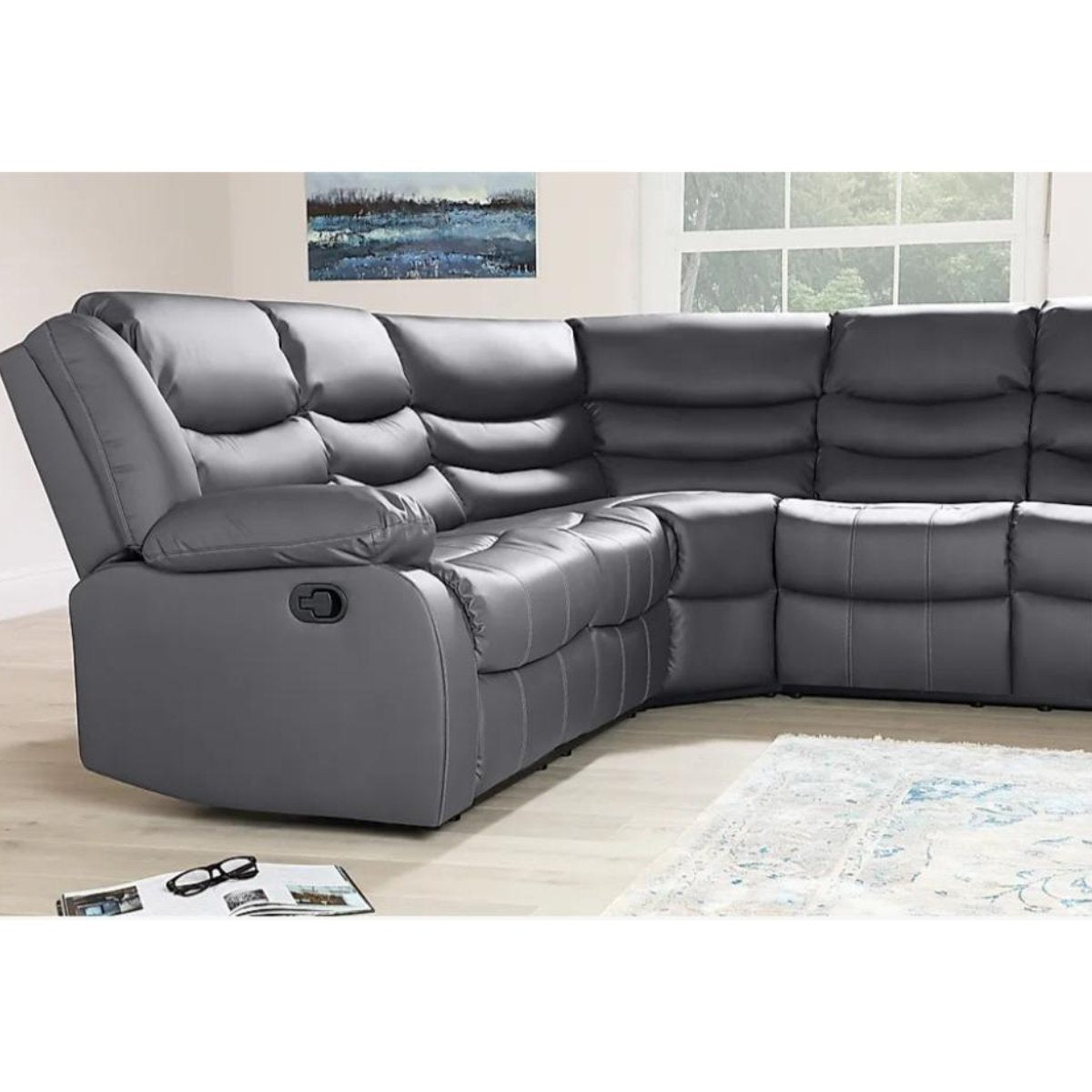 Roma Corner Recliner Sofa in Grey Fabric - UK Online Furniture