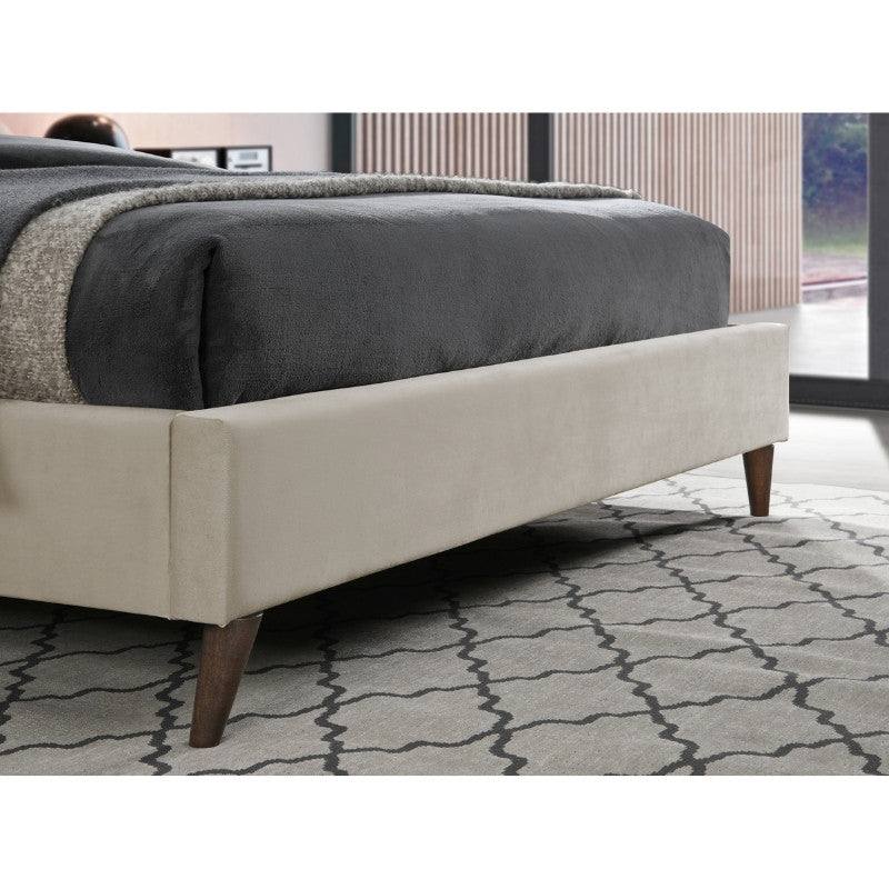 Elm Cream Velvet Fabric Bed - Queen, Double, King - UK Online Furniture