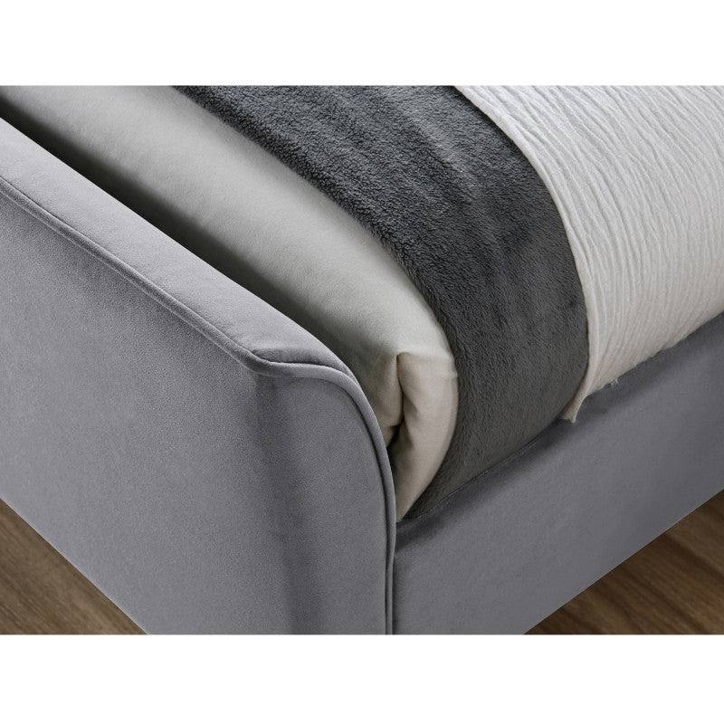 Clover Grey Velvet Fabric Bed - Queen, Double, King - UK Online Furniture