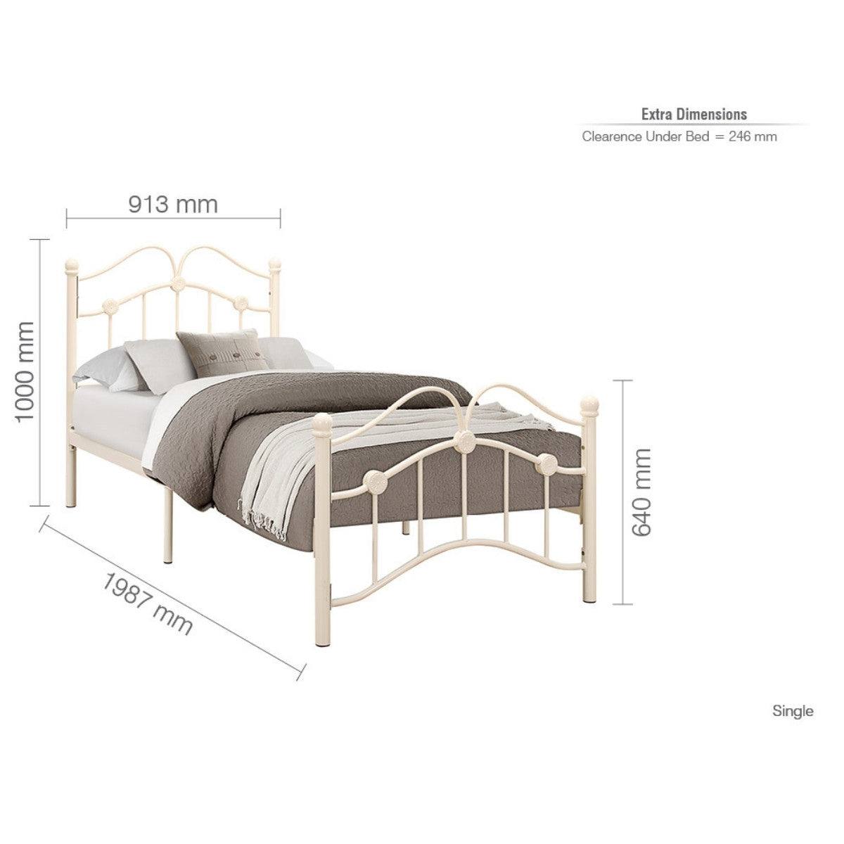 Canterbury Cream Metal Bed - Single, Queen, Double - UK Online Furniture