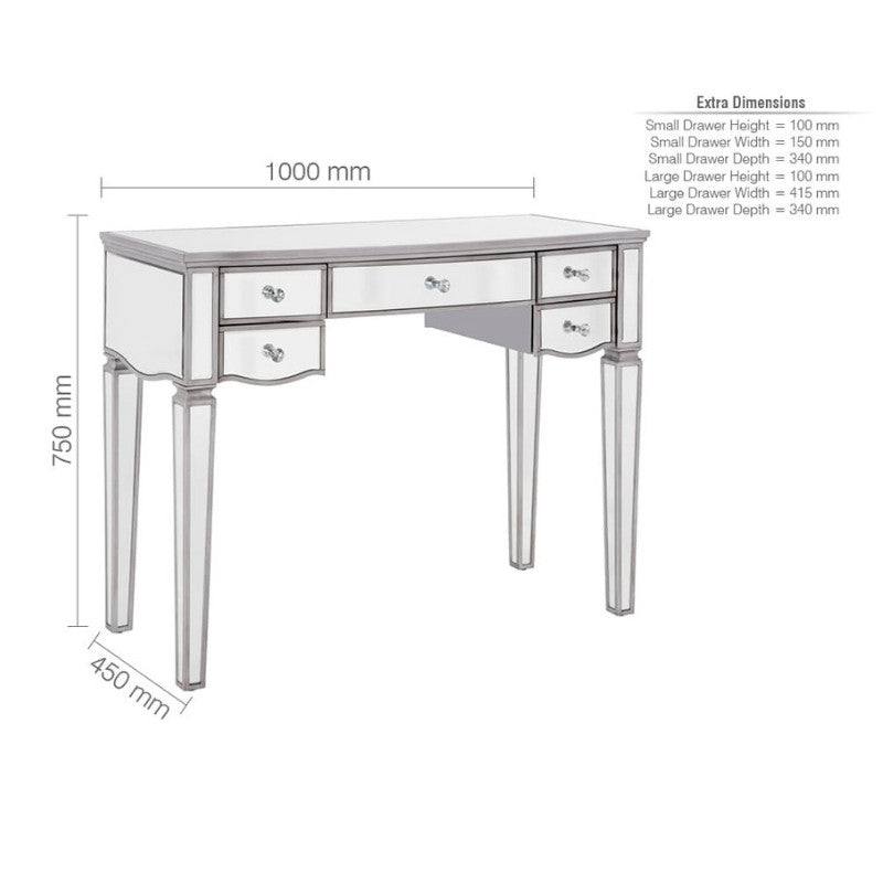 Elysee 5 Drawer Mirrored Dressing Table - UK Online Furniture