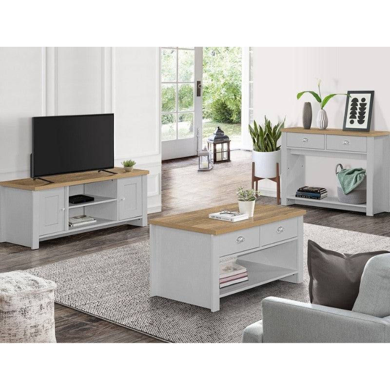 Highgate 2 Drawer Console Table - Navy, Cream, Grey - UK Online Furniture