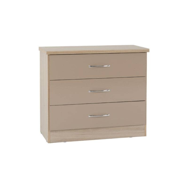Nevada 3 Drawer Chest (Nightstand / Bedside) - UK Online Furniture