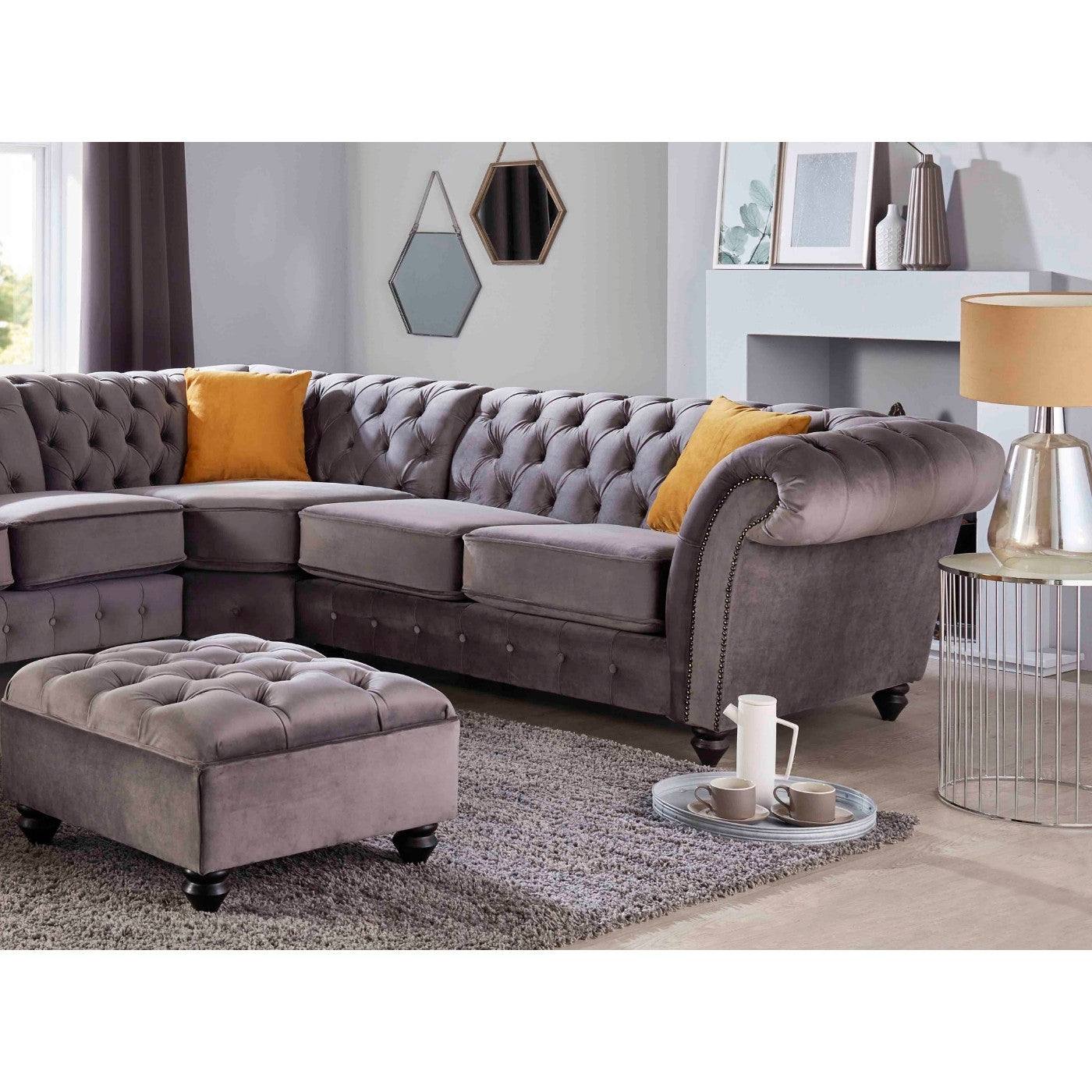 Bespoke Winchester Corner Sofa - Grey, Silver, Blue, Black, Mustard, Green - UK Online Furniture