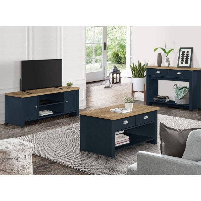 Highgate Large TV Stand - Navy, Cream, Grey - UK Online Furniture