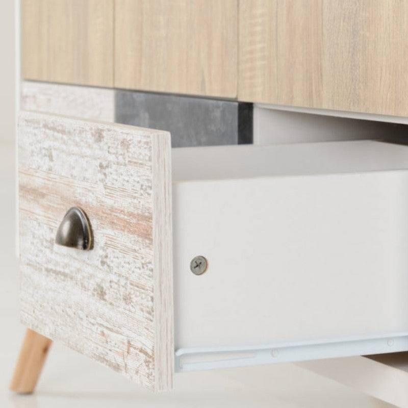 Nordic 3 Door 3 Drawer Wardrobe in Beige - UK Online Furniture