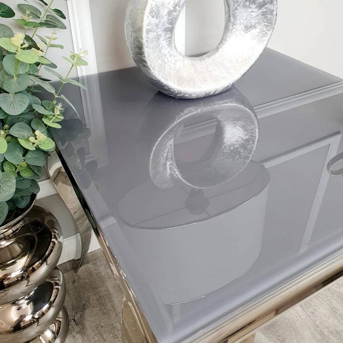 Louis Marble or Glass Lamp Table with Stainless Steel Legs - UK Online Furniture