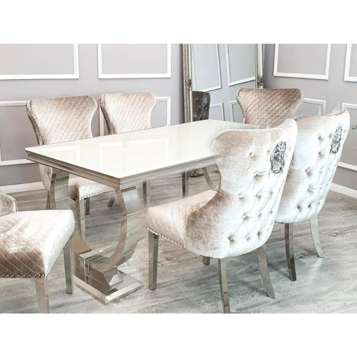 Arriana Dining Table - White, Grey, or Black Marble Effect or Glass - UK Online Furniture