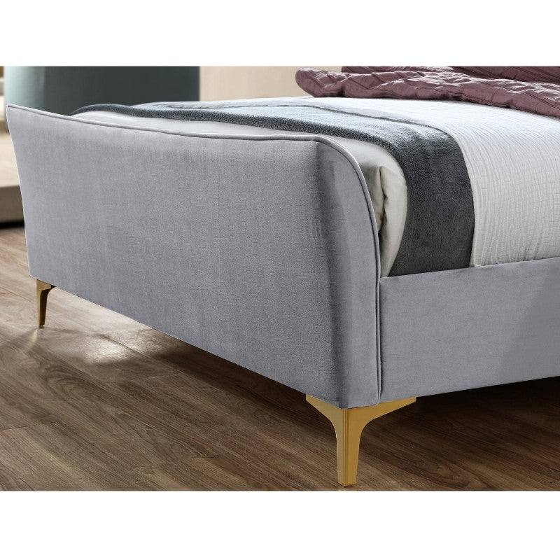 Clover Grey Velvet Fabric Bed - Queen, Double, King - UK Online Furniture
