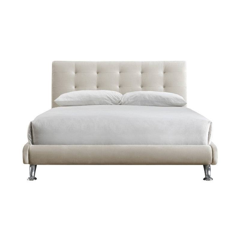 Hemlock Cream Velvet Fabric Bed - Queen, Double, King - UK Online Furniture