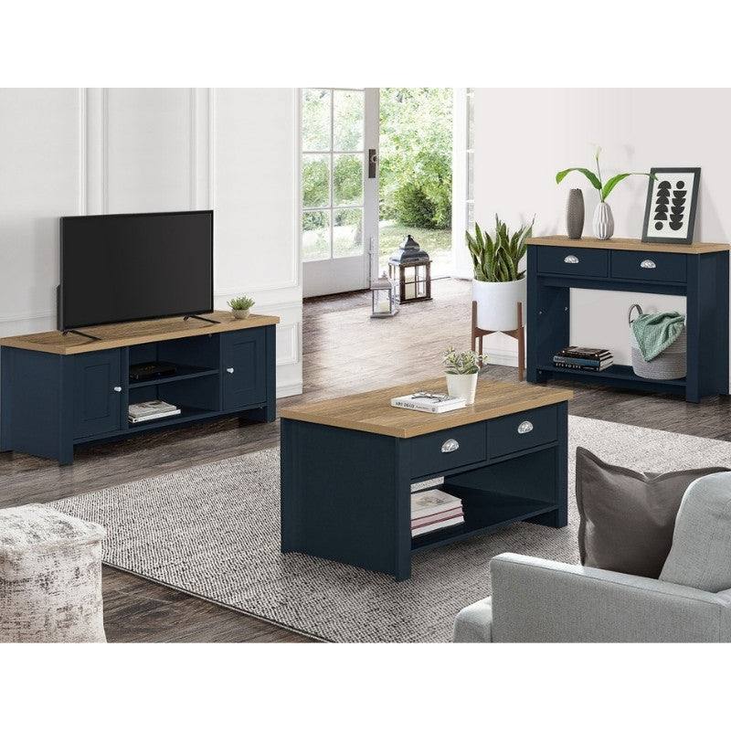 Highgate 2 Drawer Console Table - Navy, Cream, Grey - UK Online Furniture