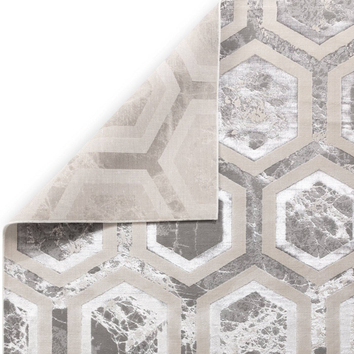 Aurora Crystal Metallic Silver Rug - Abstract & Geometric - UK Online Furniture