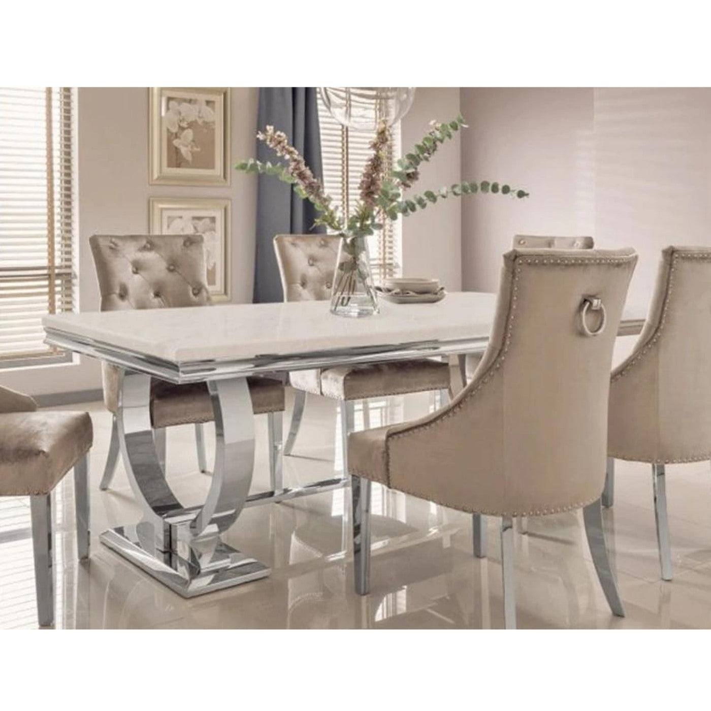Arriana Dining Table - White, Grey, or Black Marble Effect or Glass - UK Online Furniture