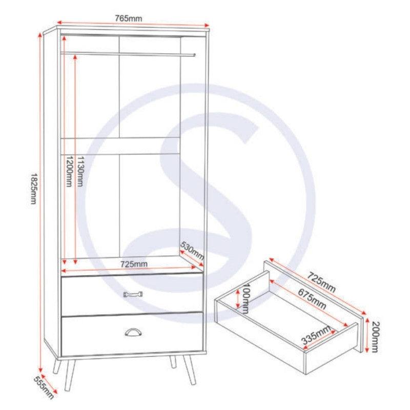 Nordic 2 Door 2 Drawer Wardrobe in Beige - UK Online Furniture