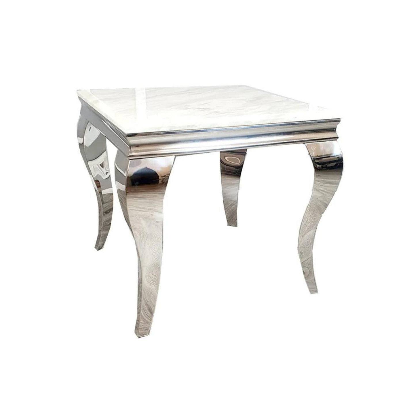 Louis Marble or Glass Lamp Table with Stainless Steel Legs - UK Online Furniture