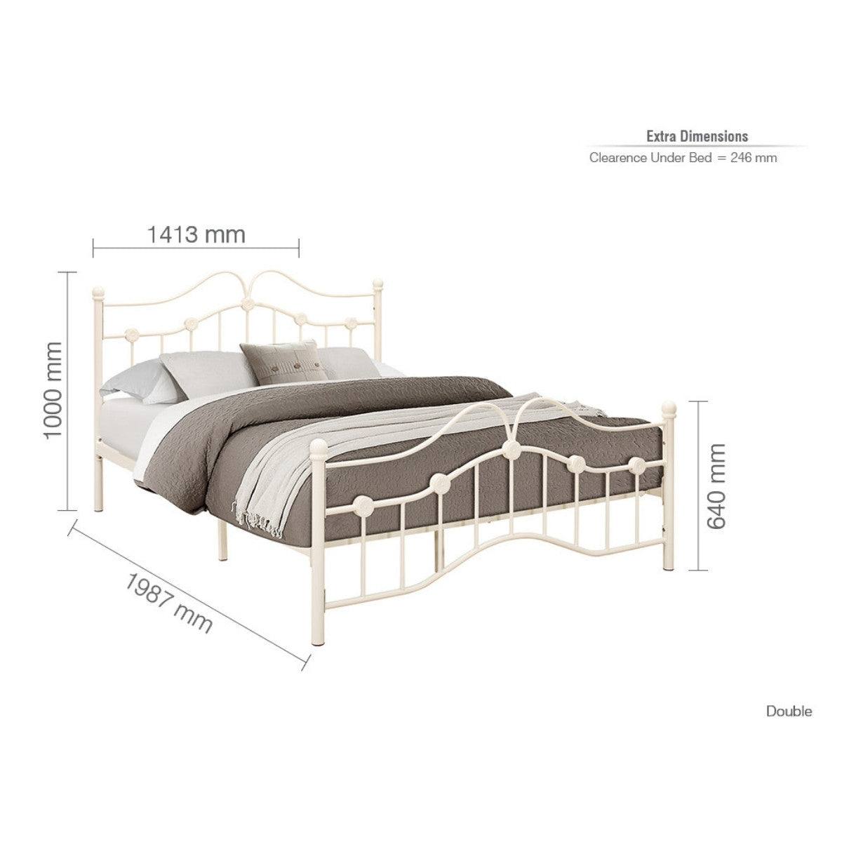 Canterbury Cream Metal Bed - Single, Queen, Double - UK Online Furniture