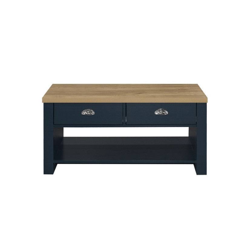 Highgate 2 Drawer Coffee Table - Navy, Cream, Grey - UK Online Furniture