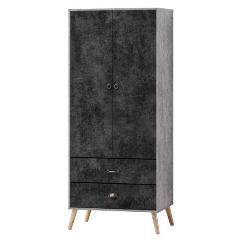 Nordic 2 Door 2 Drawer Wardrobe in Black - UK Online Furniture