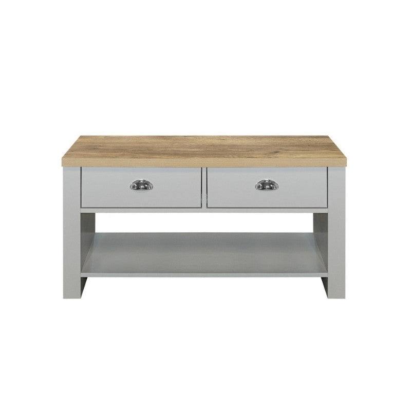Highgate 2 Drawer Coffee Table - Navy, Cream, Grey - UK Online Furniture