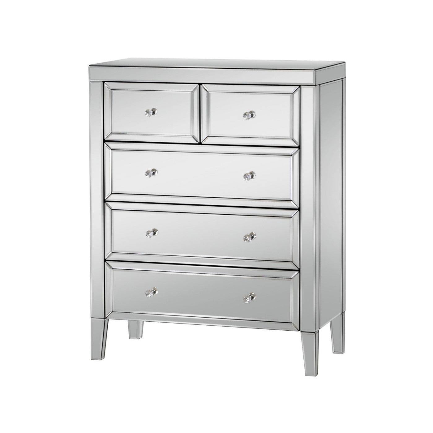 Valencia Mirrored Glass 3+2 Drawer Chest - UK Online Furniture