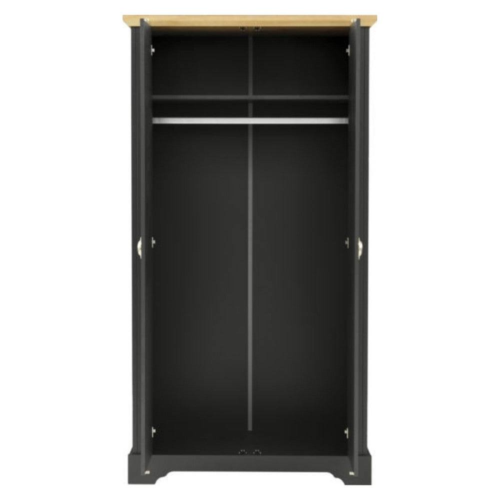 Toledo 2 Door Wardrobe in White or Black - UK Online Furniture