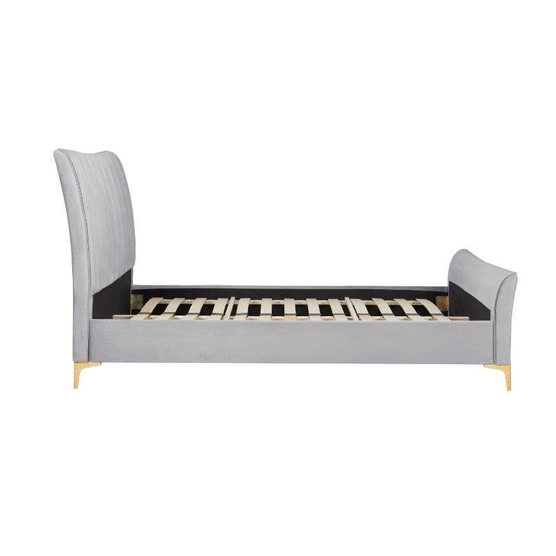Clover Grey Velvet Fabric Bed - Queen, Double, King - UK Online Furniture