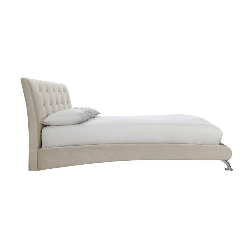 Hemlock Cream Velvet Fabric Bed - Queen, Double, King - UK Online Furniture
