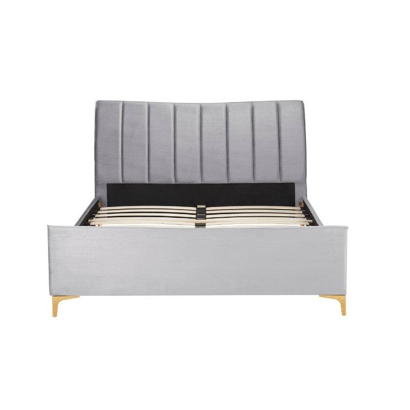 Clover Grey Velvet Fabric Bed - Queen, Double, King - UK Online Furniture