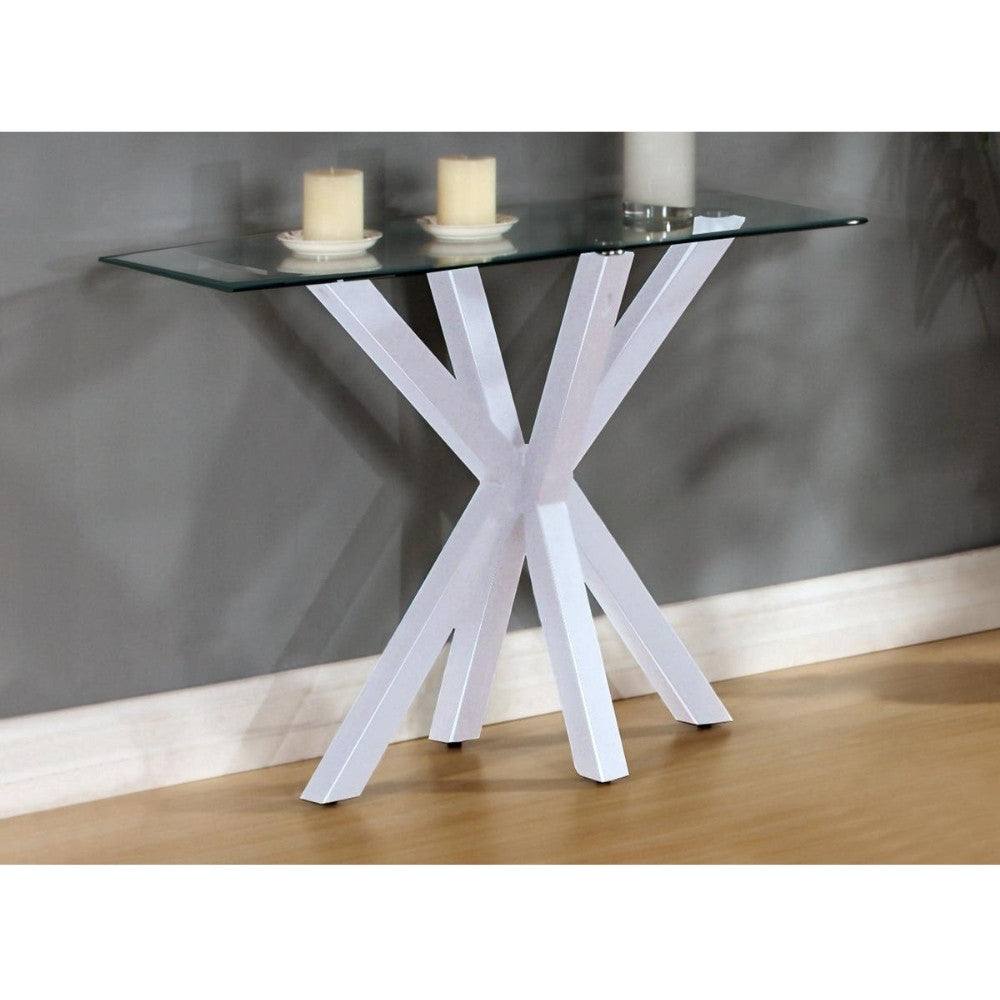 Langley Clear Glass Console Table Black or White - UK Online Furniture