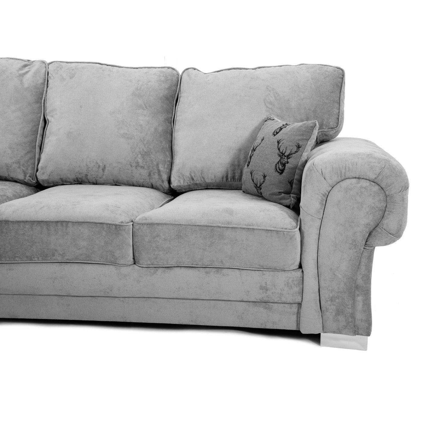 Verona Full Back 6 Seater Left or Right Large Corner Sofa Grey - UK Online Furniture