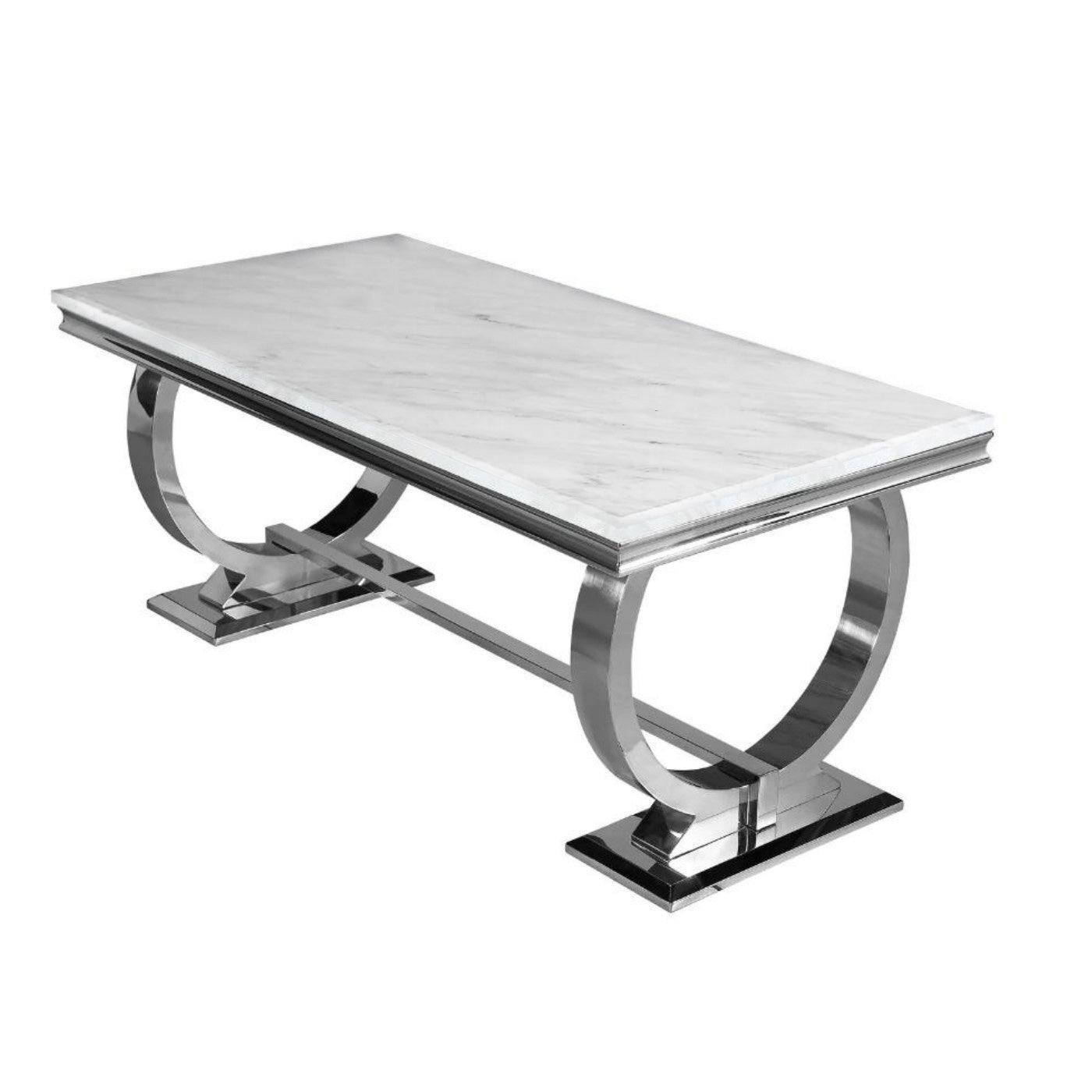 Arriana Dining Table - White, Grey, or Black Marble Effect or Glass - UK Online Furniture