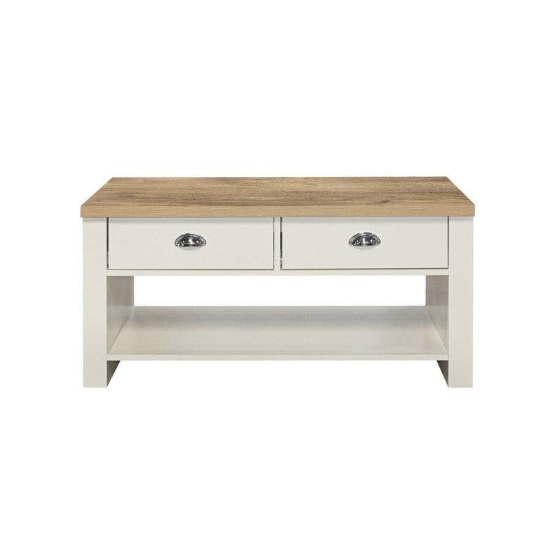 Highgate 2 Drawer Coffee Table - Navy, Cream, Grey - UK Online Furniture