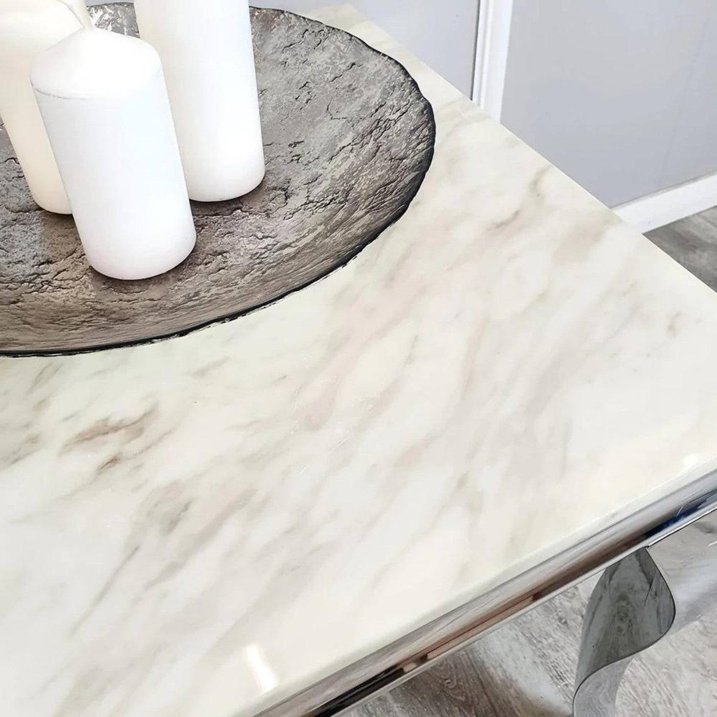 Louis Marble or Glass Lamp Table with Stainless Steel Legs - UK Online Furniture