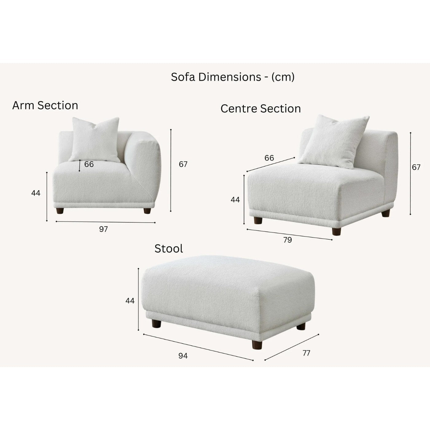 Lottie Modular Corner Sofa in Cream White - UK Online Furniture