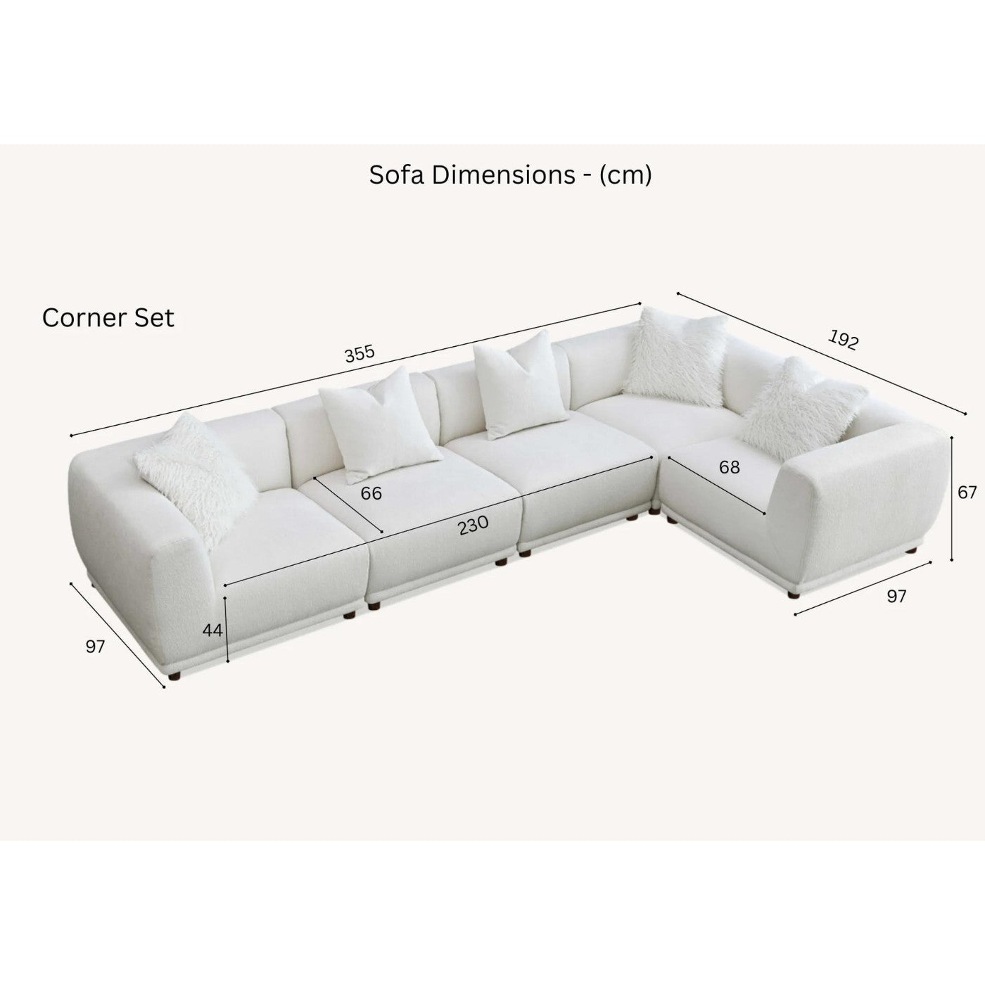 Lottie Modular Corner Sofa in Cream White - UK Online Furniture